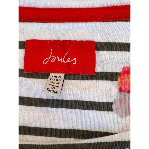 Joules Womens Striped Floral Long Sleeve Top US 4 Cotton EUC - Picture 6 of 10
